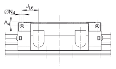 滑块 RWU45-E-HL, 用于直线循环滚子轴承及导轨组件中带满装循环滚子系统的高窄长系列滑块，油或脂润滑